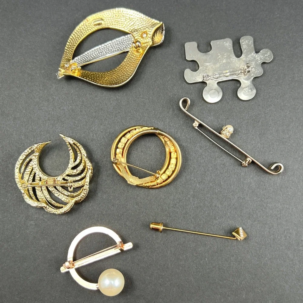 Vintage Brooch Lot 10 Gold Silver Tone Rhinestone Incl Sarah Cov BSK Krementz